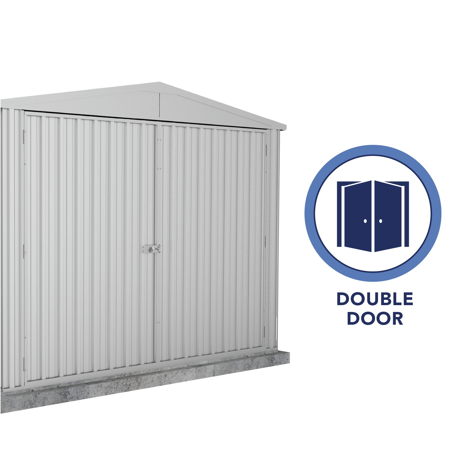 3.00mW x 4.48mD x 2.30mH Garden Shed Highlander Double Door Zincalume