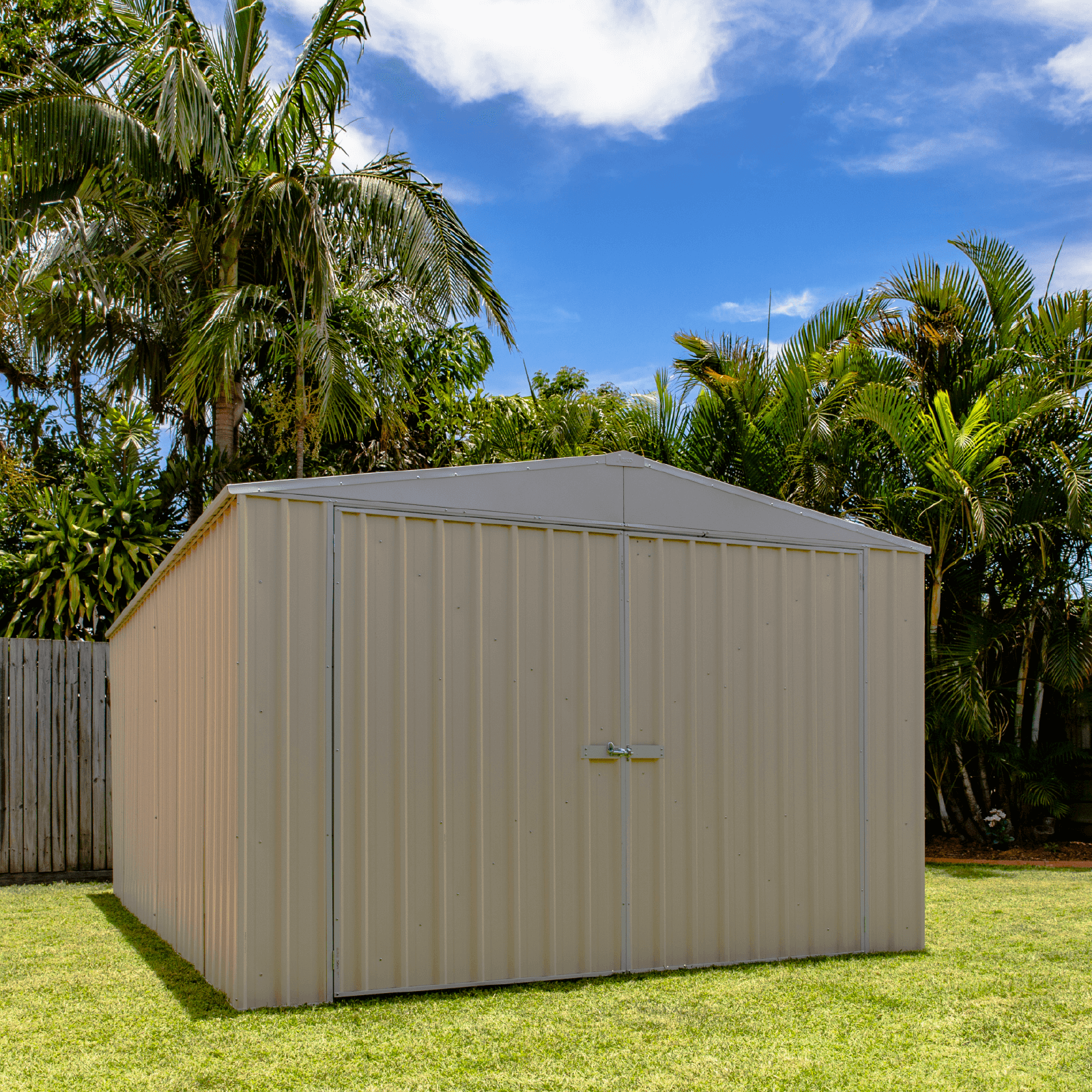 3.00mW x 4.48mD x 2.06mH Garden Shed Utility Double Door Zincalume