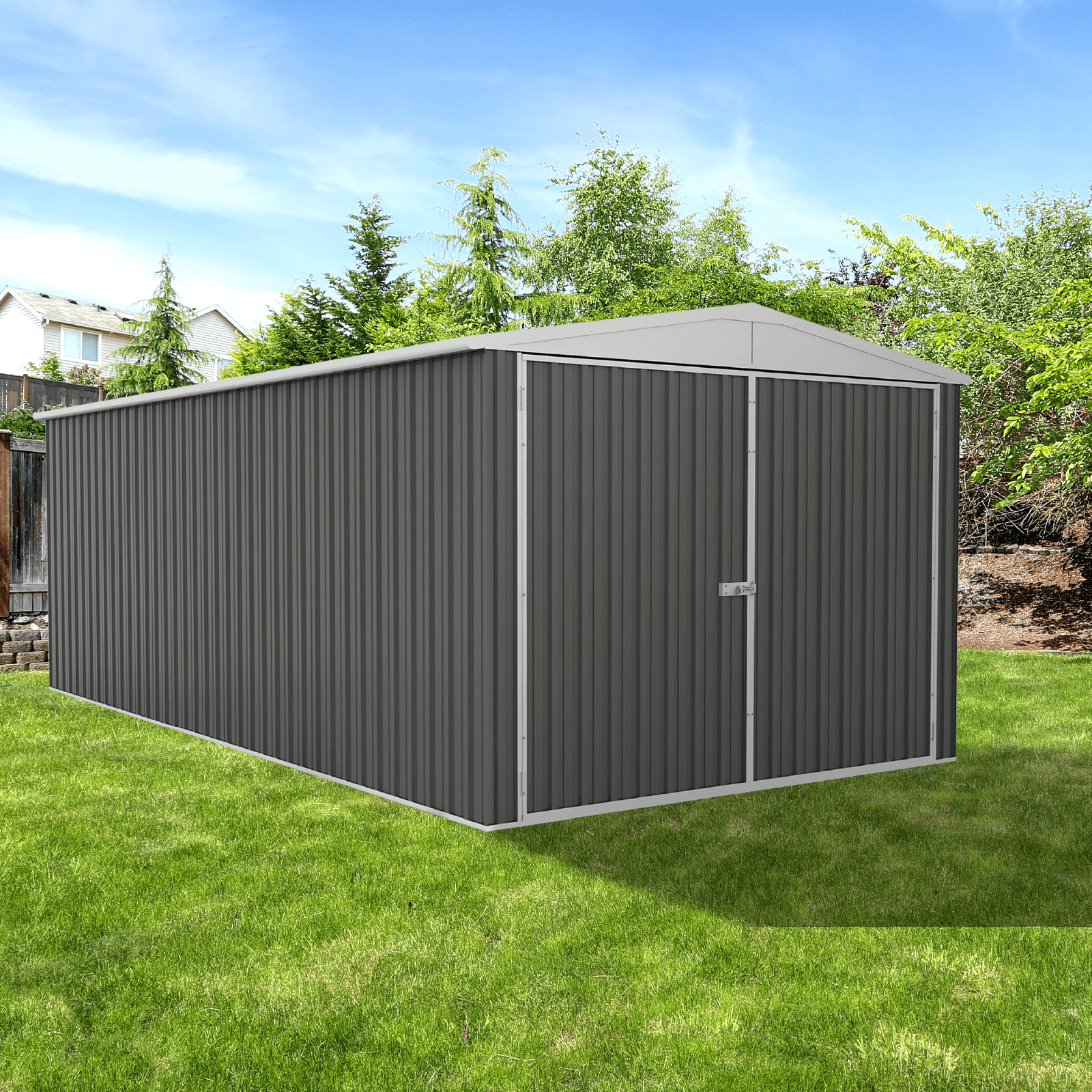 3.00mW x 5.96mD x 2.30mH Garden Shed Highlander Three Door Zincalume