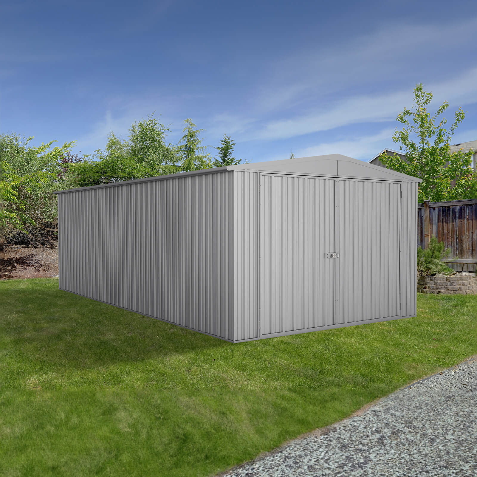 3.00mW x 5.96mD x 2.06mH Garden Shed Utility Double Door Zincalume