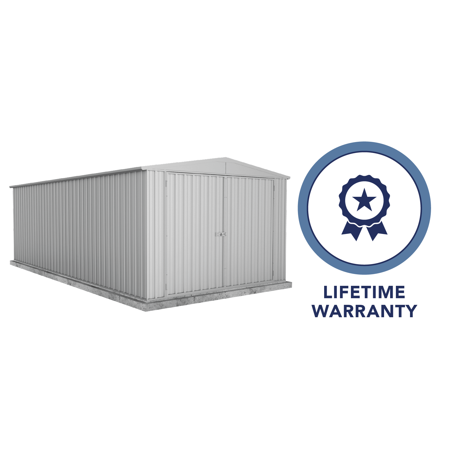 3.00mW x 5.96mD x 2.06mH Garden Shed Utility Double Door Zincalume