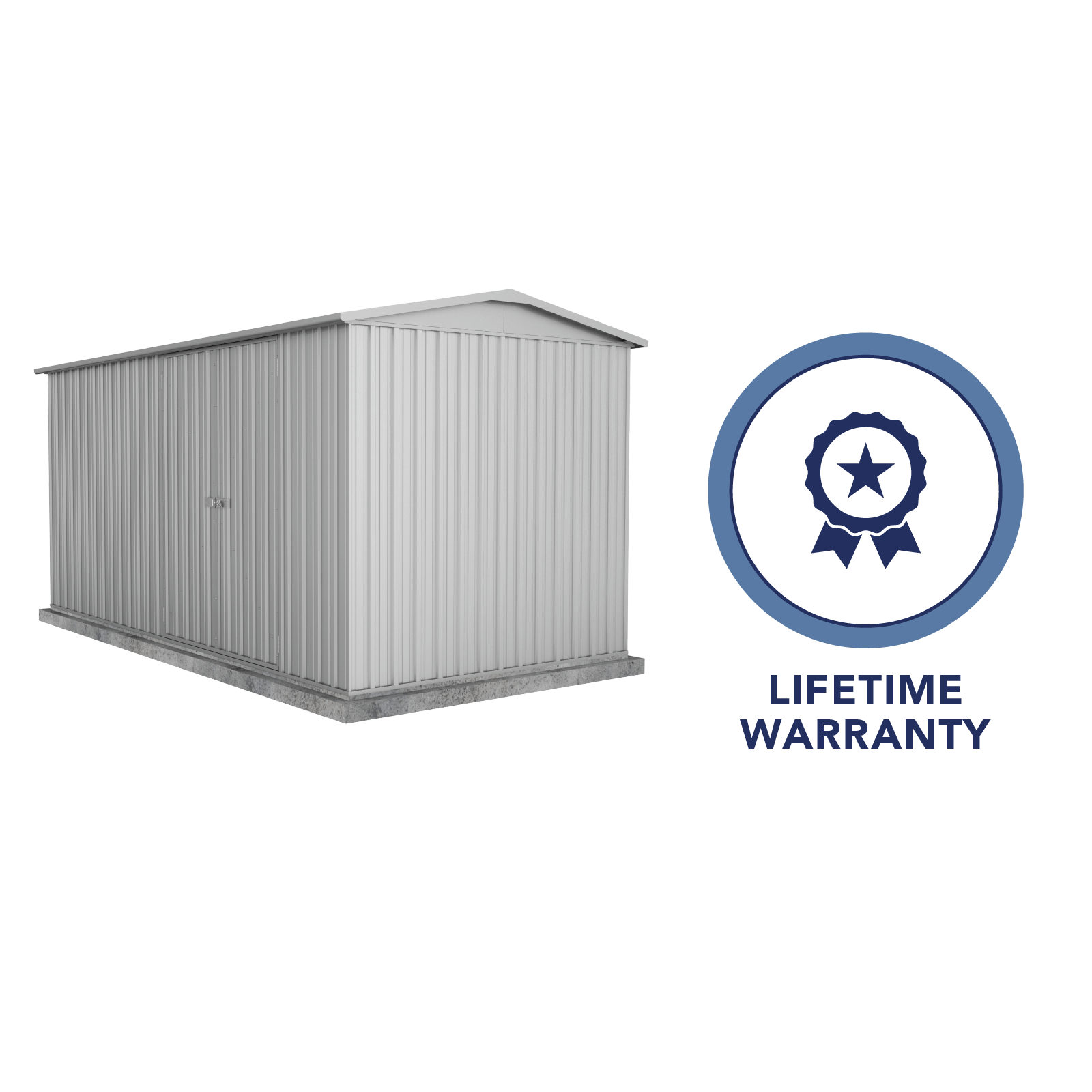 4.48mW x 2.26mD x 2.21mH Garden Shed Highlander Double Door Zincalume