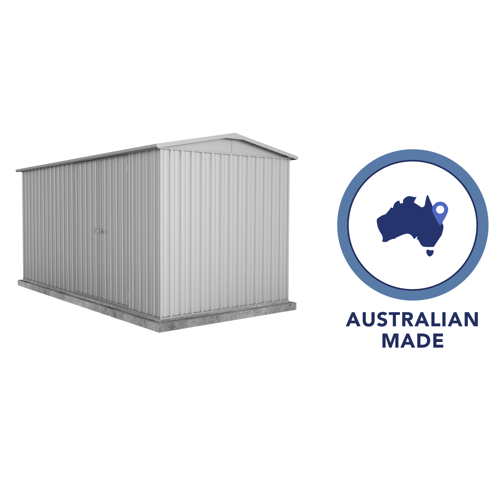 4.48mW x 2.26mD x 2.21mH Garden Shed Highlander Double Door Zincalume