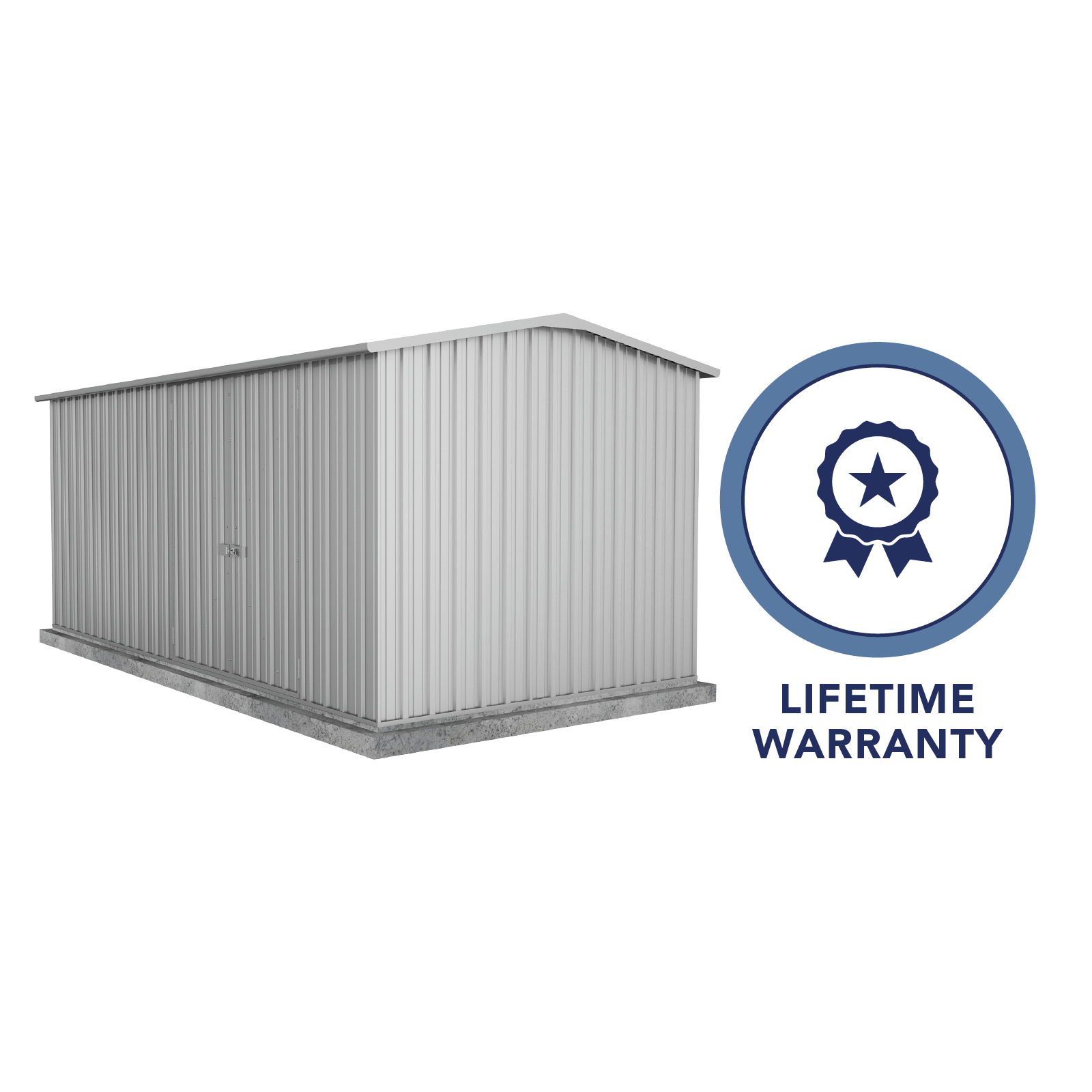 4.48mW x 2.26mD x 2.00mH Garden Shed Workshop Double Door Zincalume