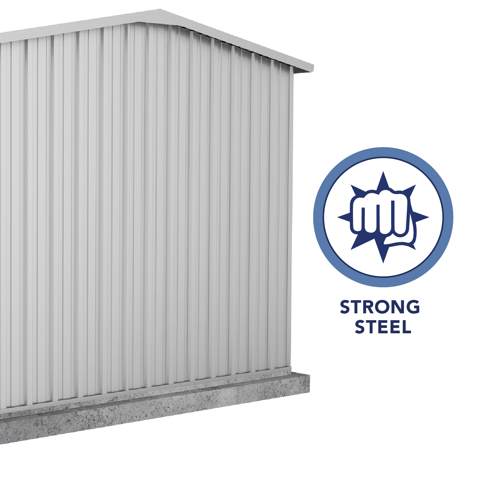 4.48mW x 2.26mD x 2.00mH Garden Shed Workshop Double Door Zincalume