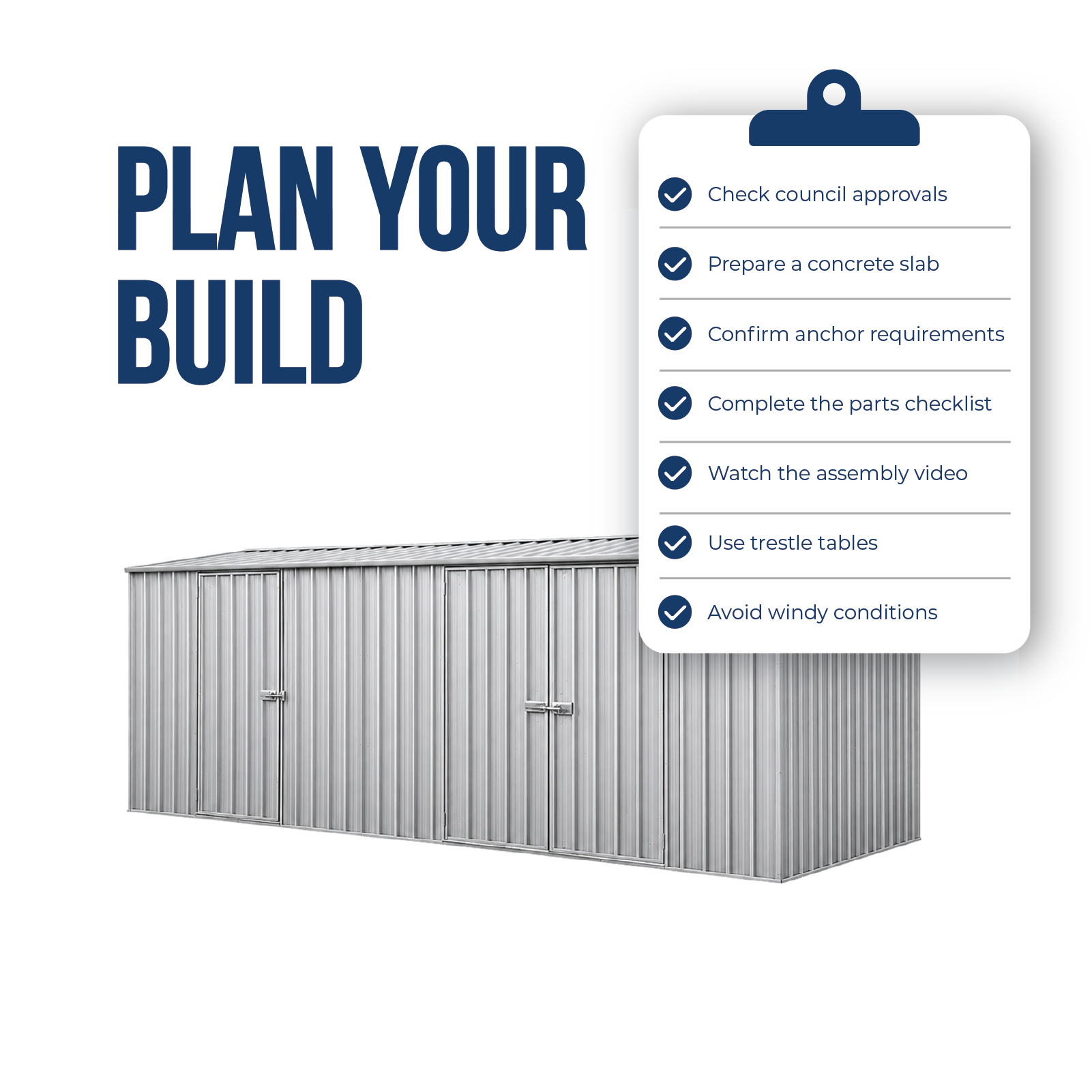 5.22mW x 2.26mD x 2.06mH Garden Shed Economy Three Door Zinc