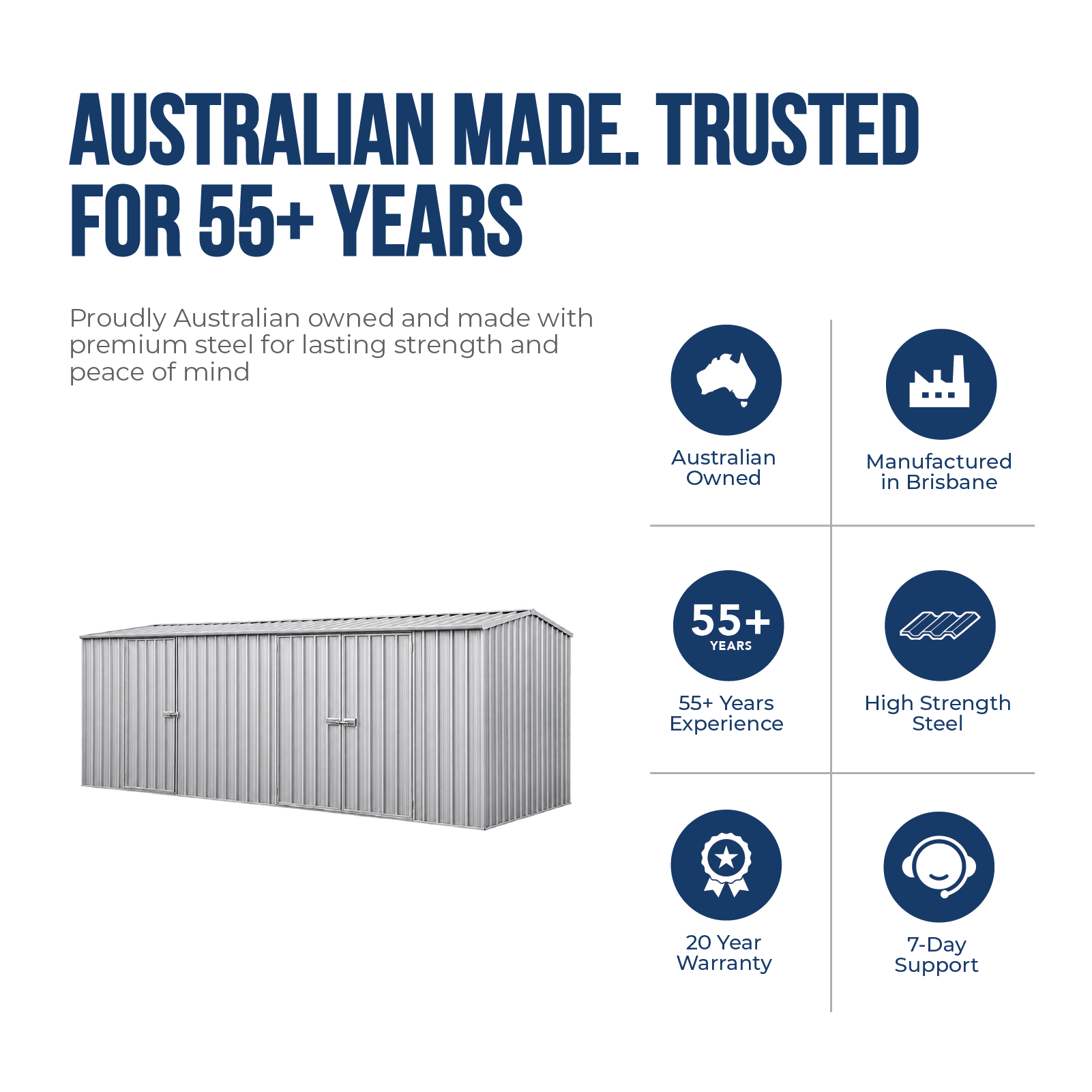 5.22mW x 2.26mD x 2.06mH Garden Shed Economy Three Door Zinc