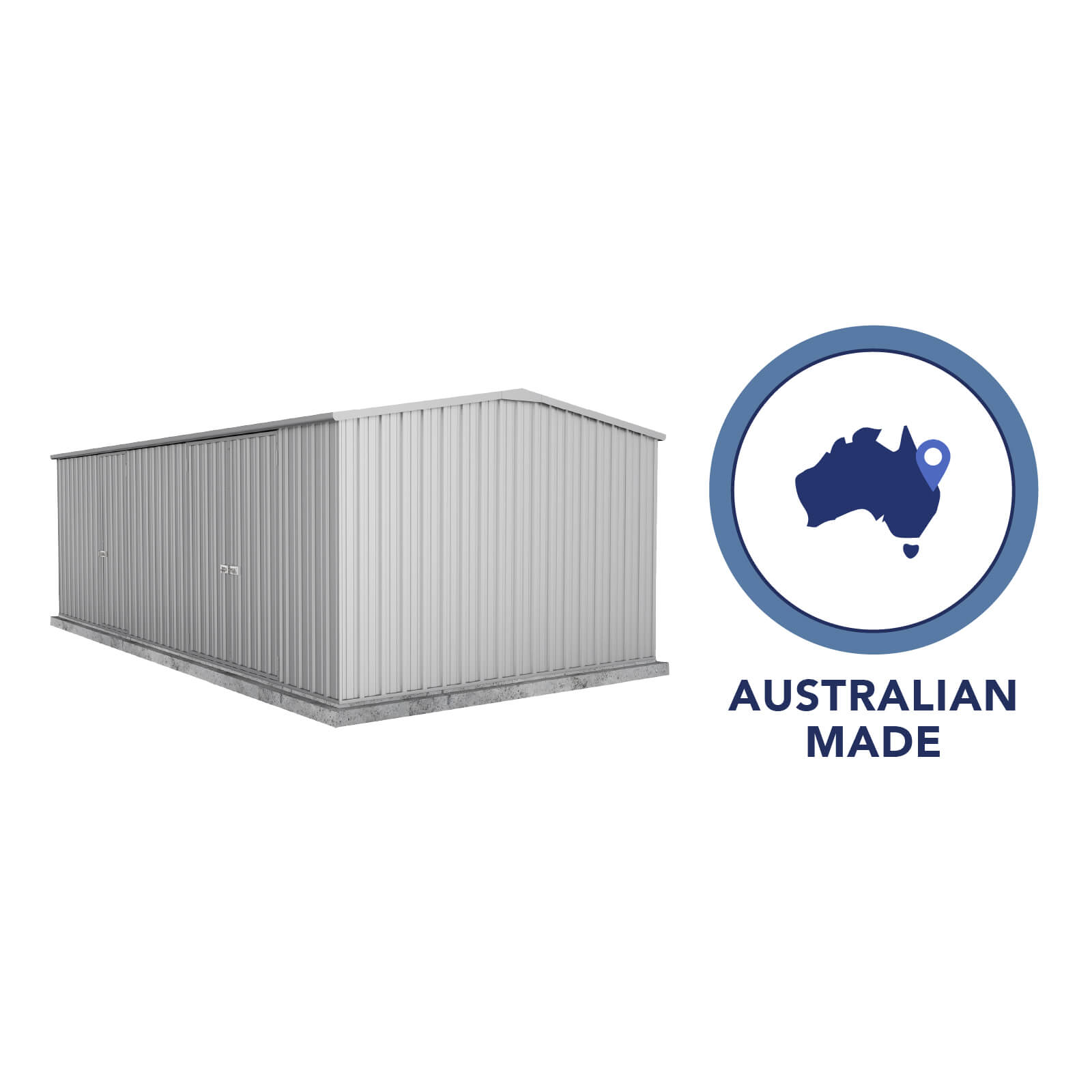 5.96mW x 3.0mD x 2.06mH Garden Shed Workshop Three Door Zincalume