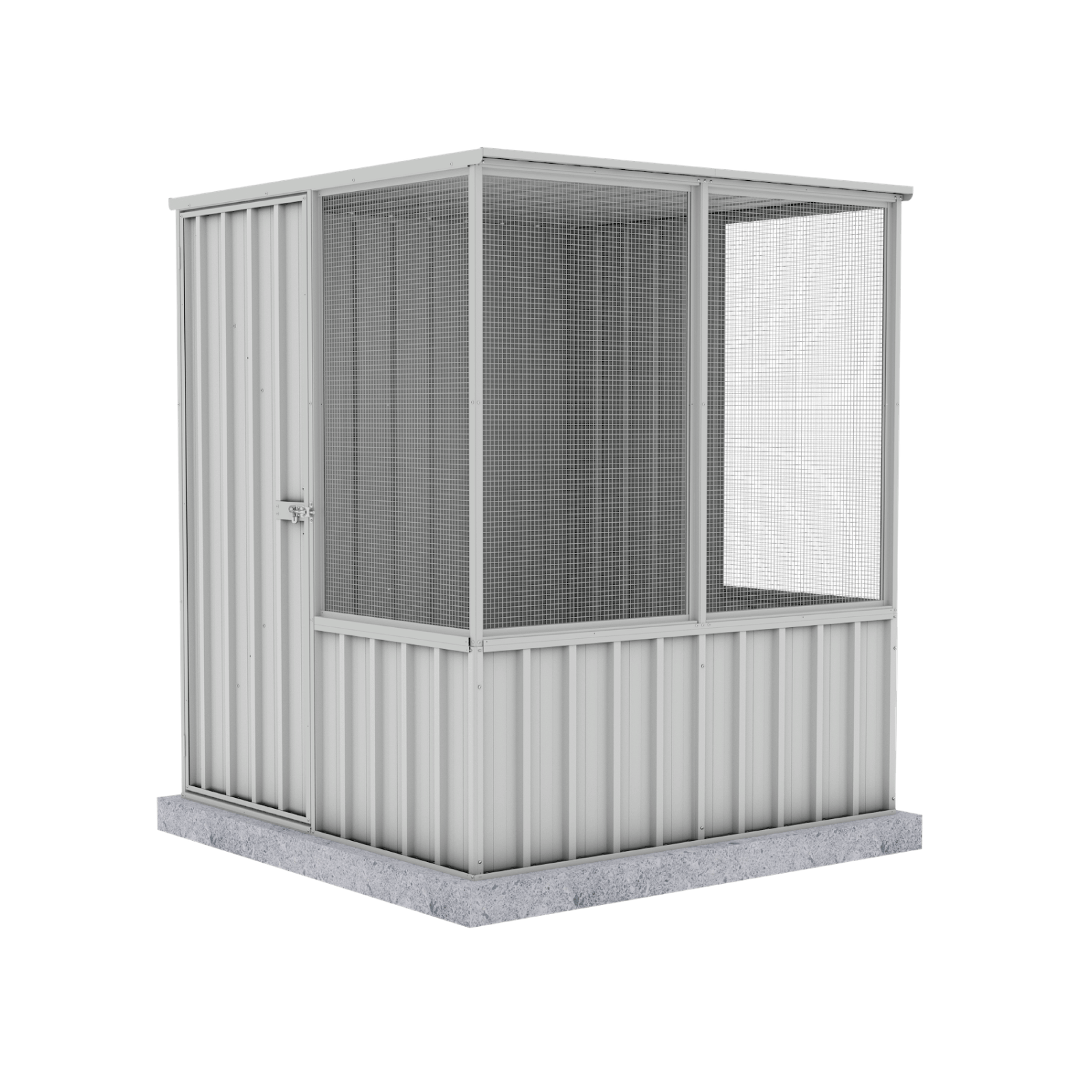 1.52mW x 1.52mD x 1.80mH Chicken Coop Flat Roof Single Door Zincalume