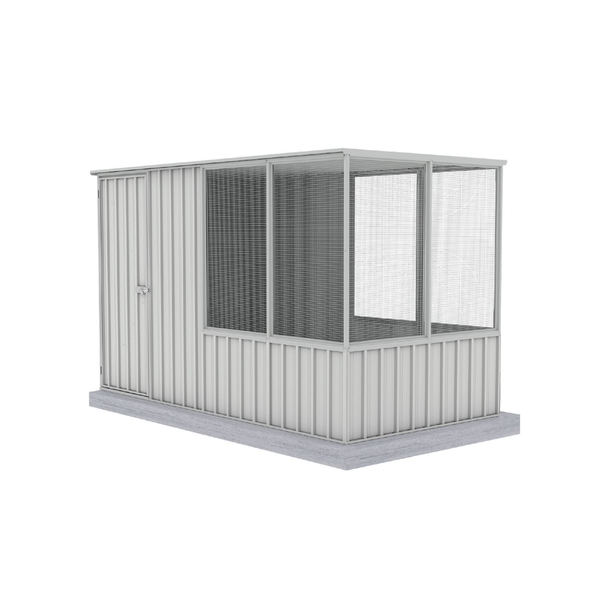 1.52mW x 2.96mD x 1.80mH Chicken Coop Flat Roof Single Door Zincalume