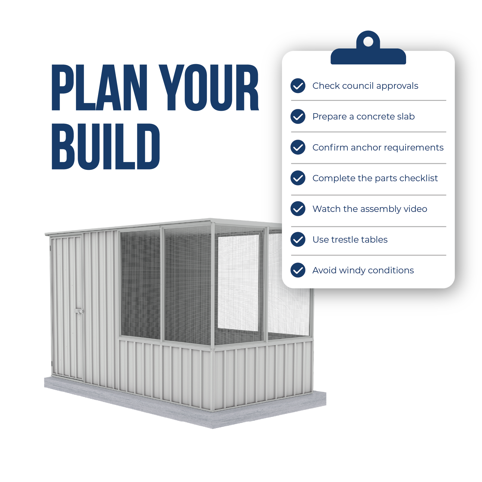 1.52mW x 2.96mD x 1.80mH Chicken Coop Flat Roof Single Door Zincalume