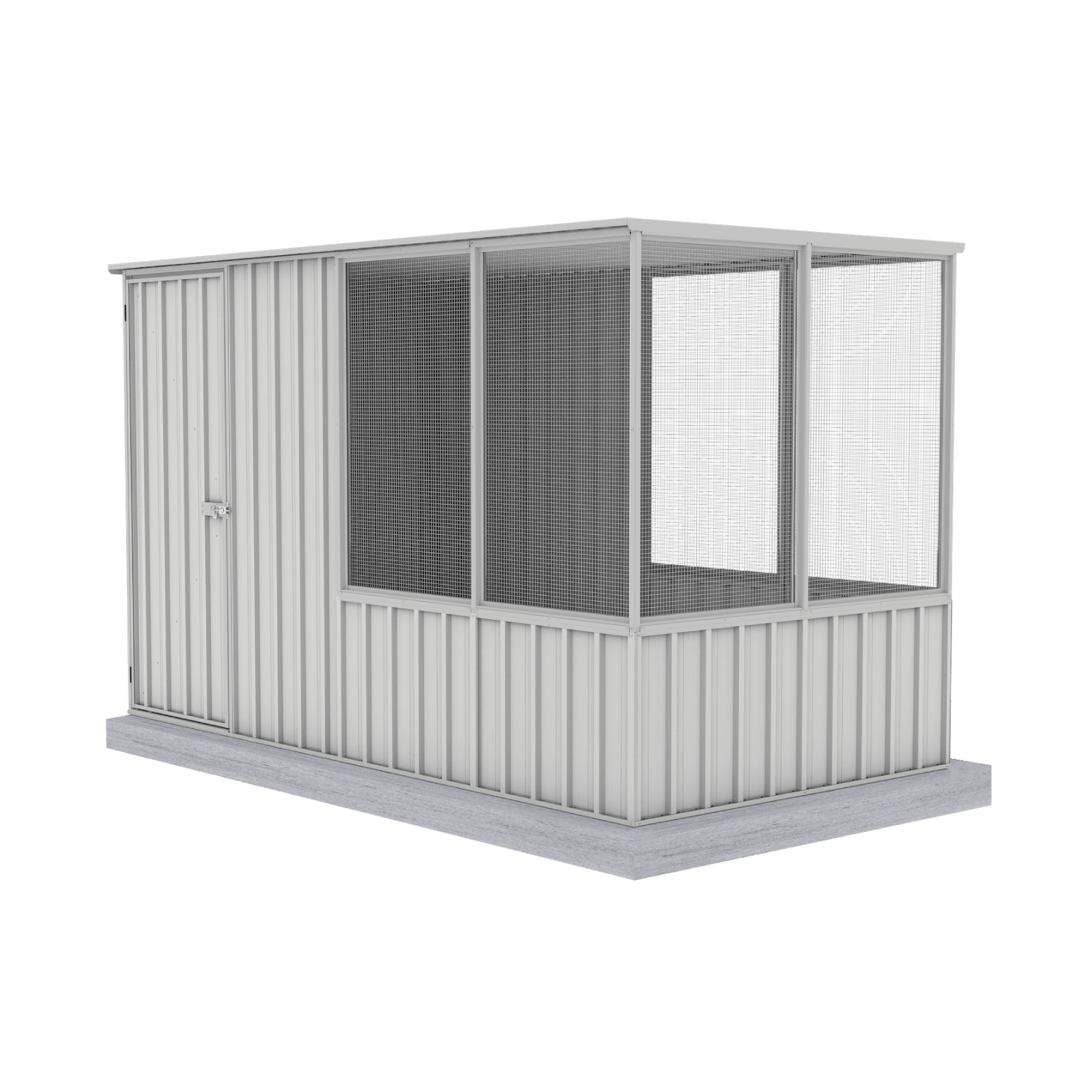 1.52mW x 2.96mD x 1.80mH Chicken Coop Flat Roof Single Door Zincalume