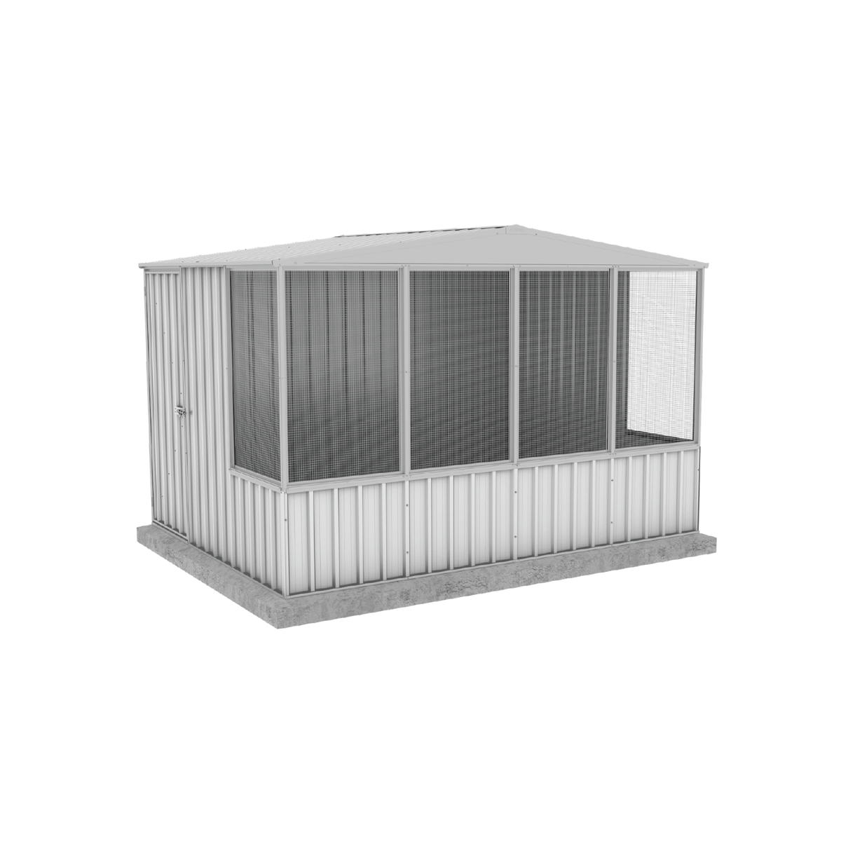 3.00mW x 2.22mD x 2.06mH Chicken Coop Gable Roof Single Door Zincalume