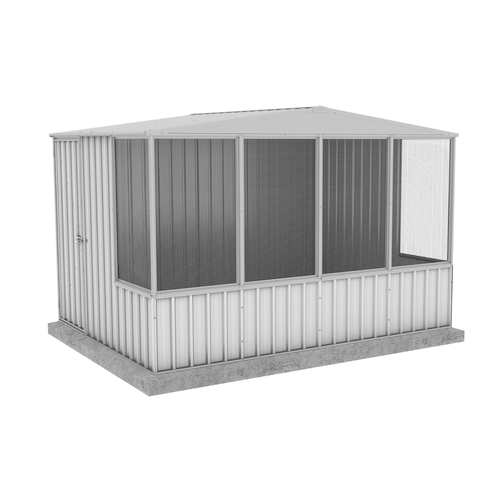 3.00mW x 2.22mD x 2.06mH Chicken Coop Gable Roof Single Door Zincalume