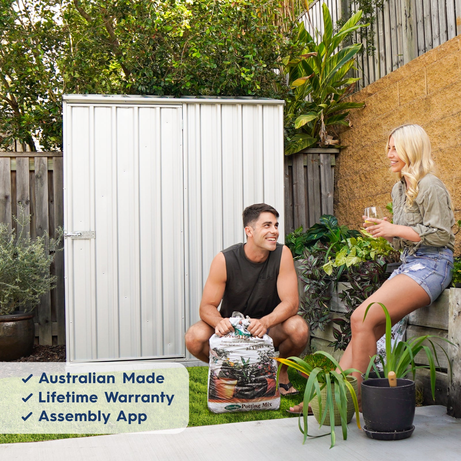 1.52mW x 0.78mD x 1.95mH Garden Shed Single Door Zincalume