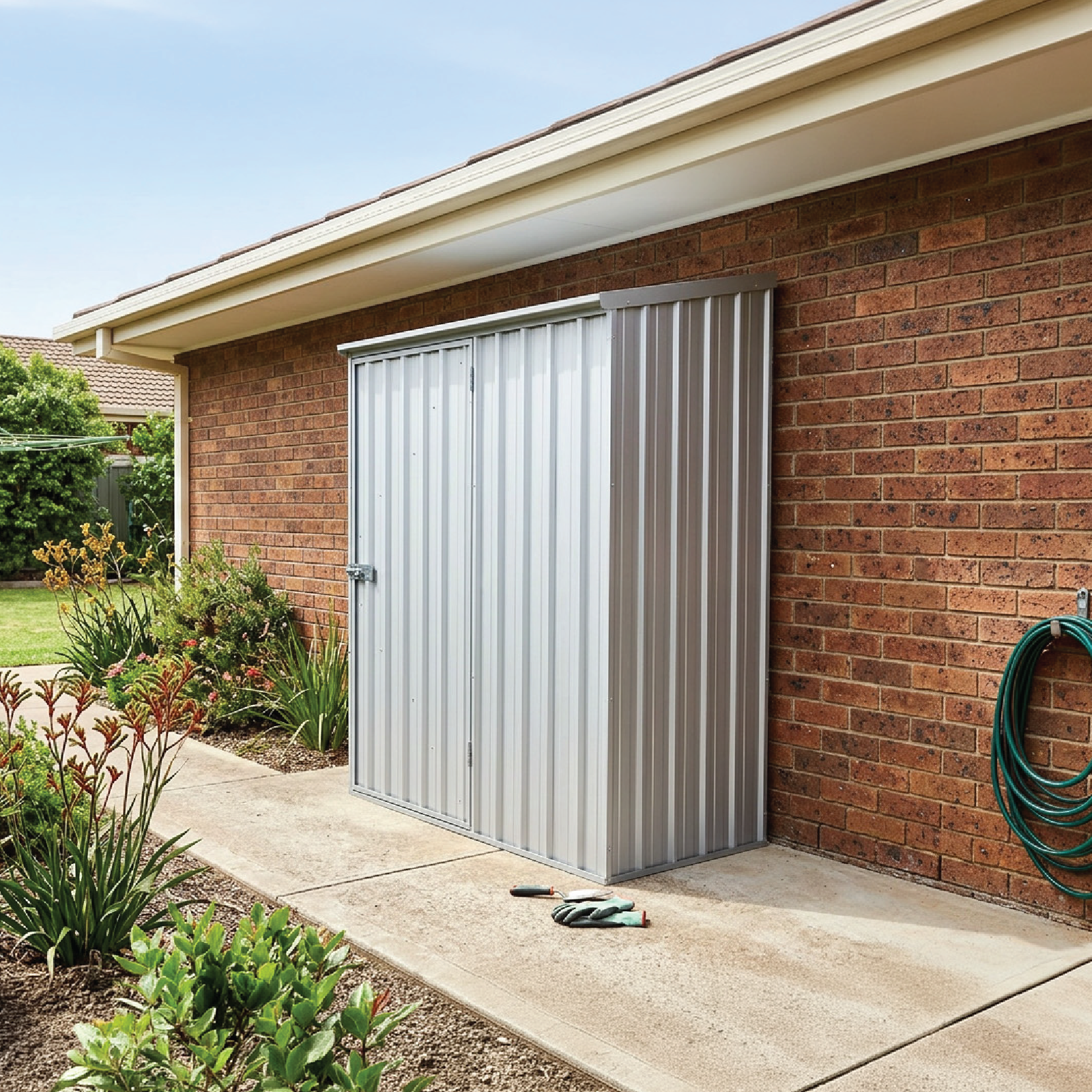 1.52mW x 0.78mD x 1.95mH Garden Shed Single Door Zincalume with Anchors