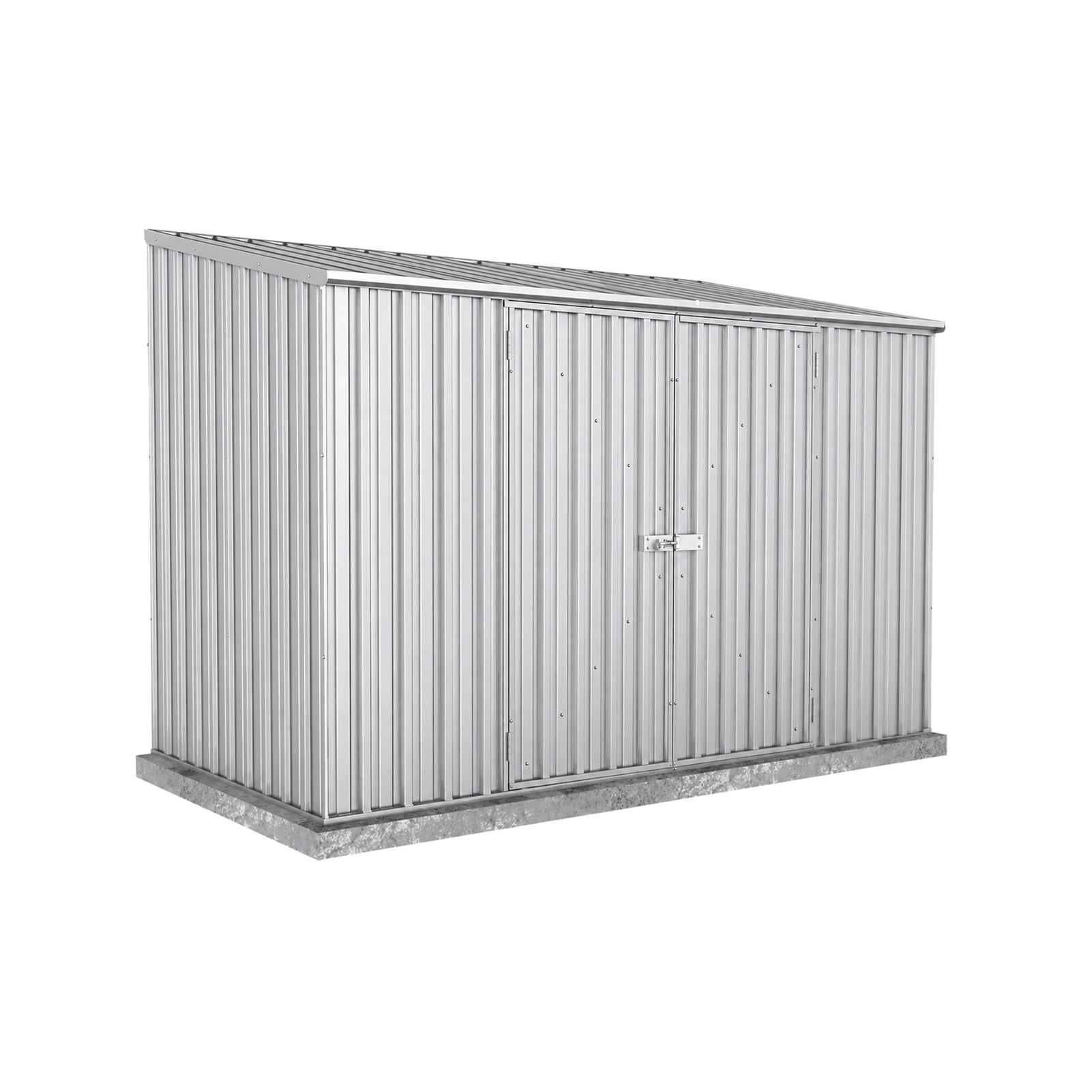 3.00mW x 1.52mD x 2.08mH Garden Shed Double Door Zincalume with Anchors
