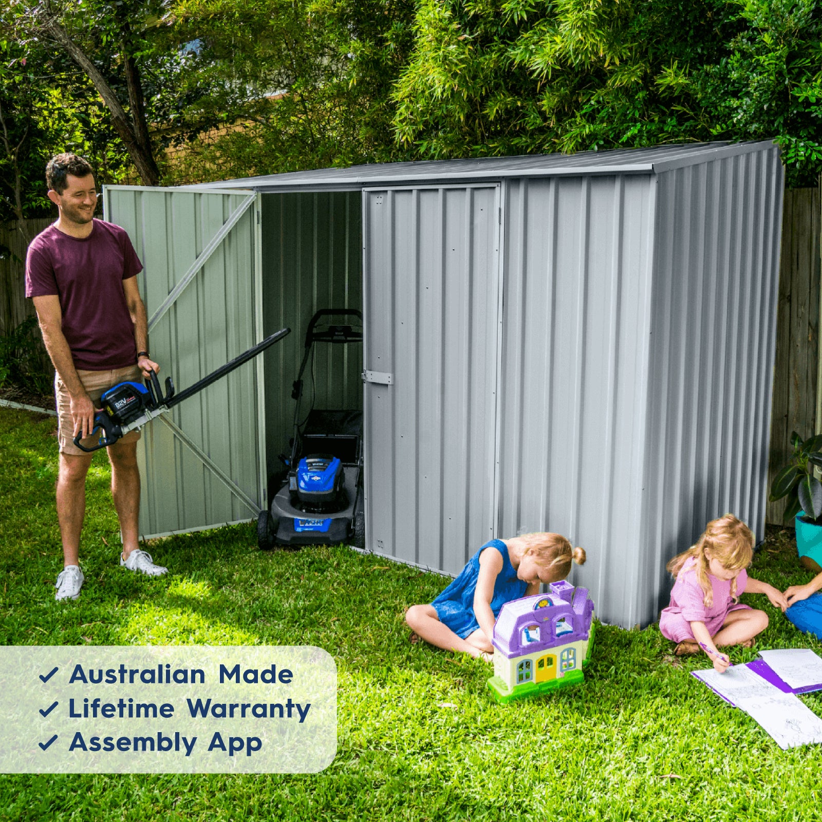 3.00mW x 1.52mD x 2.08mH Garden Shed Double Door Zincalume