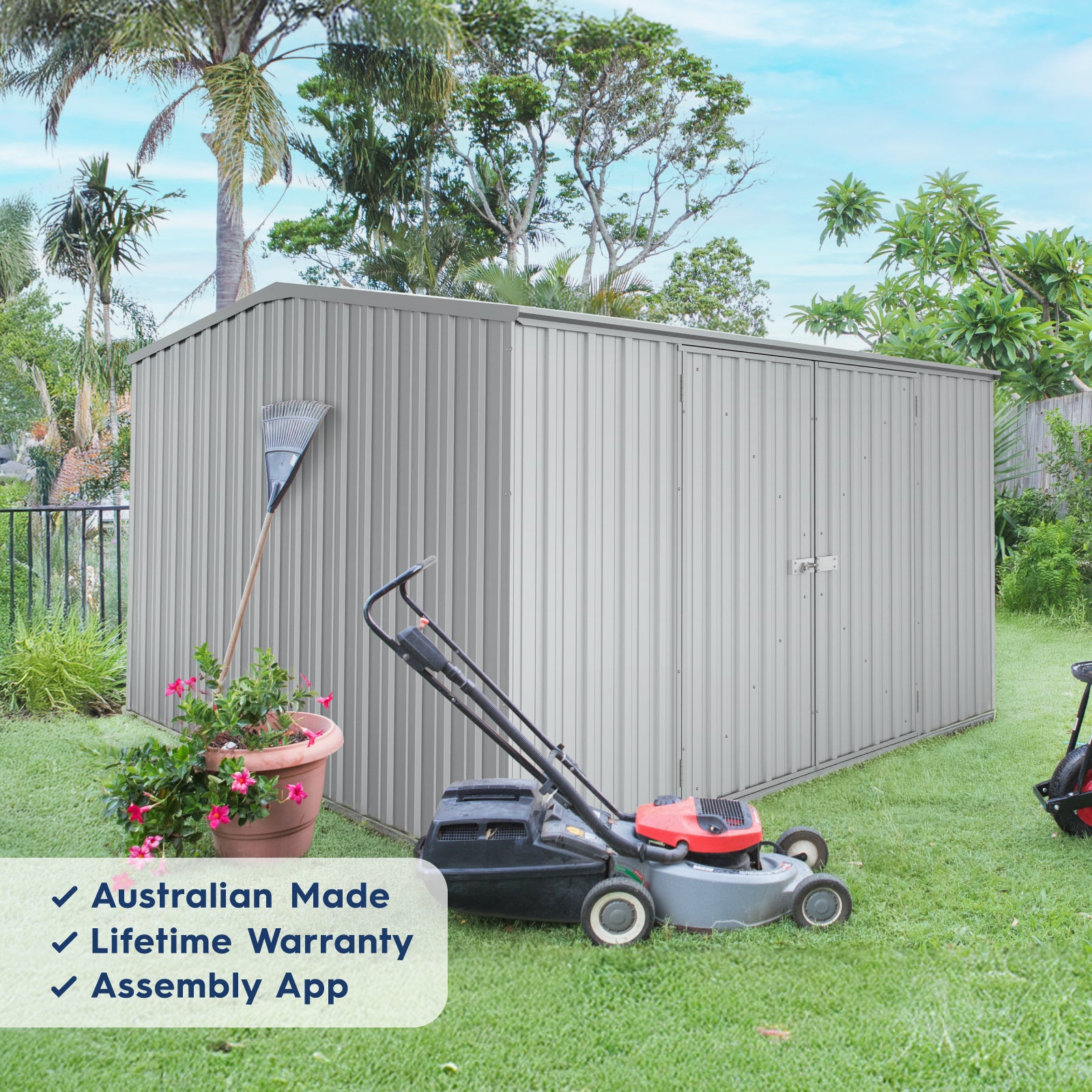 3.00mW x 3.00mD x 2.06mH Garden Shed Double Door Zincalume